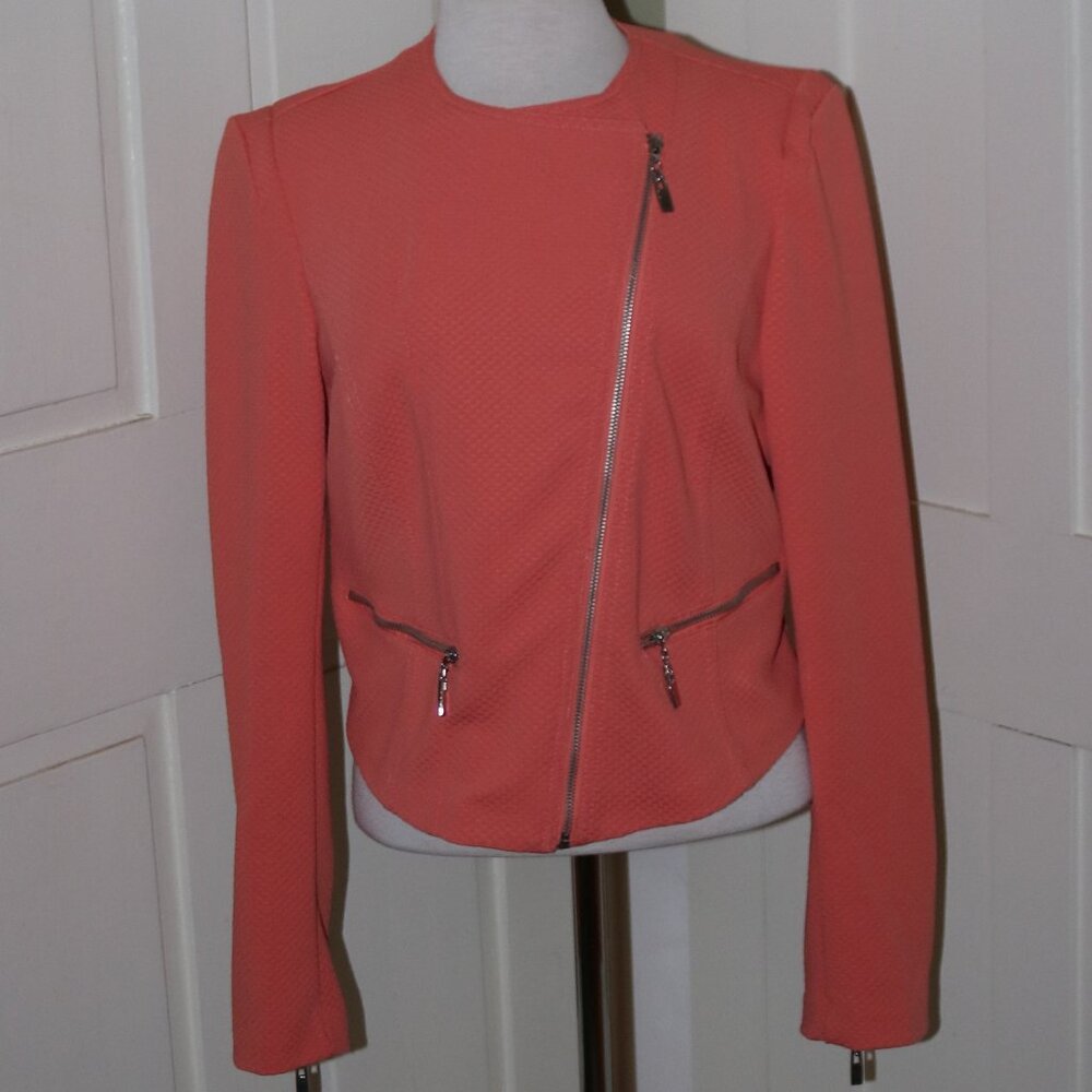 NEW Baccinni Coral Textured Polyester Short Motorcycle Jacket Sz LARGE